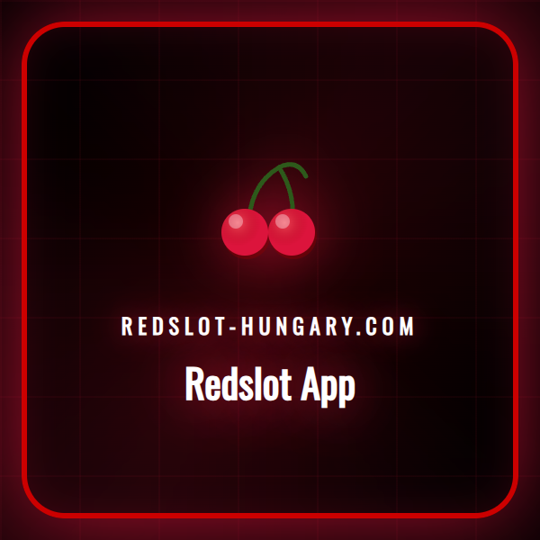 A Redslot App logója egy okostelefon képernyőjén, modern dizájnnal.